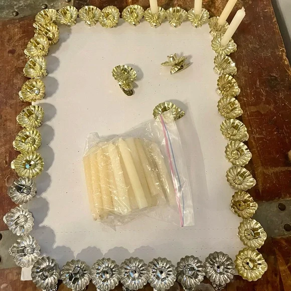 Vintage Candle Holders Reflectors Christmas Tree Clip On Metal Gold W Catcher - Picture 2 of 8